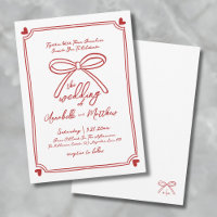 Hand Drawn Whimsical Red Bow Wedding