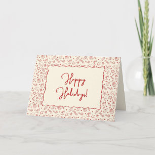 Hand Drawn Whimsical Red Doodle Christmas Holiday Card