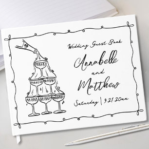 Hand Drawn Whimsical Retro Wedding Guest Book