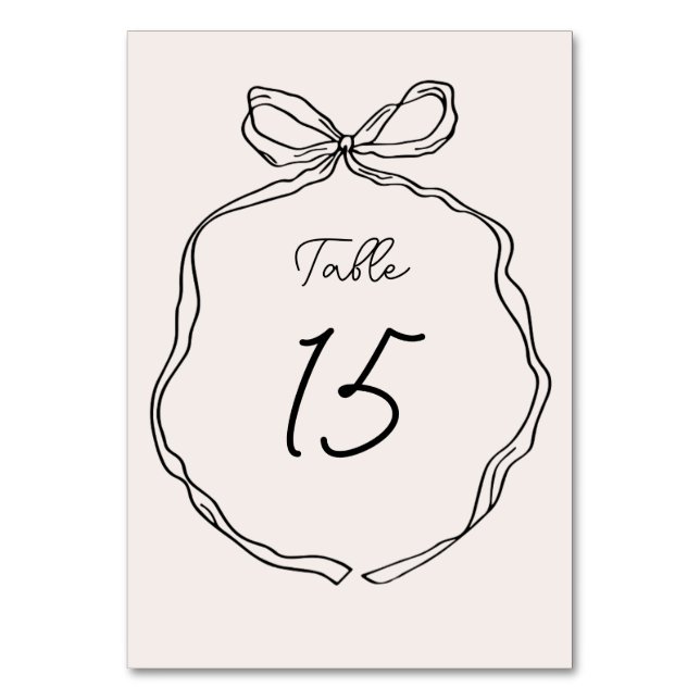Hand Drawn Whimsical Ribbon Border  Table Number (Front)