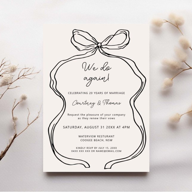 Hand Drawn Whimsical Ribbon Border Vow Renewal Invitation (Creator Uploaded)
