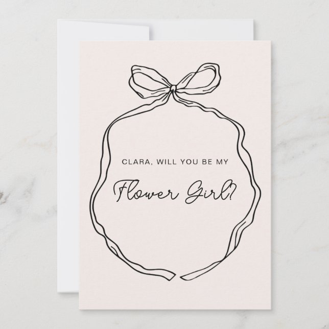 Hand Drawn Whimsical Ribbon flower girl card (Front)
