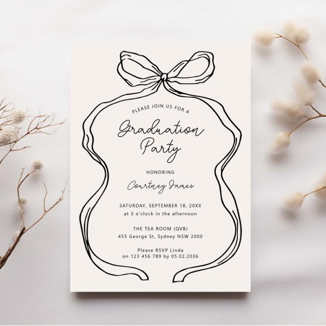 Hand Drawn Whimsical Ribbon graduation party Invitation (Creator Uploaded)