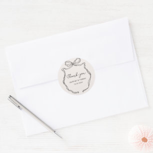 Hand Drawn Whimsical Ribbon thank you label
