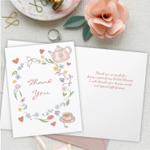 Hand Drawn Whimsical Tea Bridal Shower Thank You 