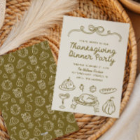 Hand Drawn Whimsical Thanksgiving Dinner Invite