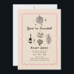 hand drawn whimsical trendy funky wedding invitation<br><div class="desc">hand drawn scribble illustrations & handwritten | funky,  colourful,  fun whimsical trendy. Note: The rings in the card are for two women if you want for a man and a women please contact me.</div>