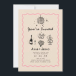 hand drawn whimsical trendy funky wedding invitation<br><div class="desc">hand drawn scribble illustrations & handwritten | funky,  colourful,  fun whimsical trendy. Note: The rings in the card are for two women if you want for a man and a women please contact me.</div>