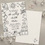 Hand Drawn Whimsical Vintage Wedding Invitation<br><div class="desc">Vintage-Inspired Hand-Drawn Quirky Sketches Whimsical Wedding Invitation. Perfect for couples seeking a creative, lighthearted touch with a nostalgic twist, this playful design features an off-white or aged background, giving it a timeless vintage feel. The dynamic arrangement of large hand-drawn illustrations flows off the edges, creating an artistic and modern look...</div>