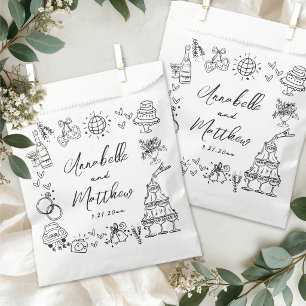 Hand Drawn Whimsical Wedding Favour Bags