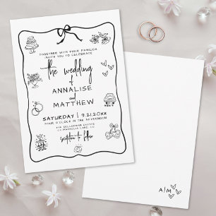 Hand Drawn Whimsical Wedding Invitation
