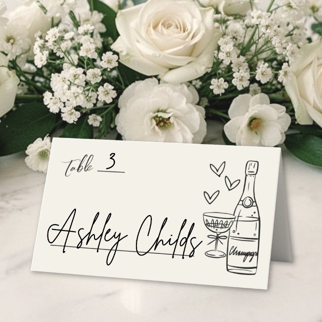 Hand Drawn Whimsical Wedding Place Card (Hand Drawn Whimsical Wedding Place Card)