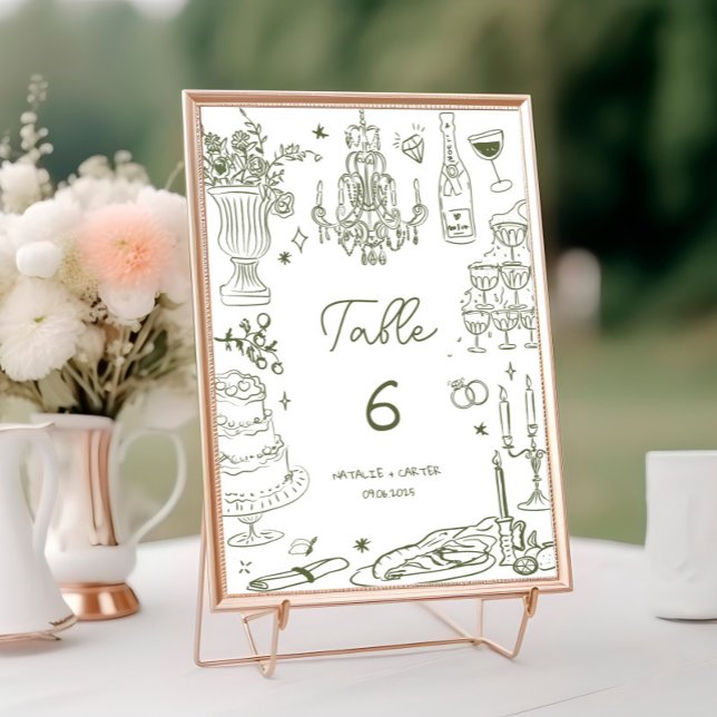 Hand Drawn Whimsical Wedding Seating Chart Table Number (Creator Uploaded)