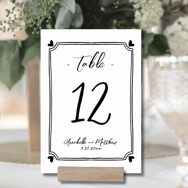 Hand Drawn Whimsical Wedding Table Number (Hand Drawn Whimsical Wedding Table Number)