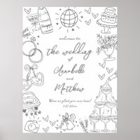 Hand Drawn Whimsical Wedding Welcome Sign