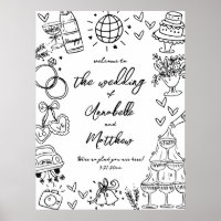 Hand Drawn Whimsical Wedding Welcome Sign