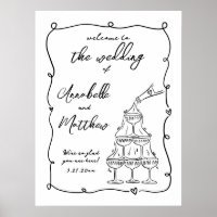 Hand Drawn Whimsical Wedding Welcome Sign
