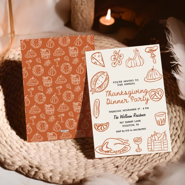 Hand Drawn Whimsy Doodle Thanksgiving Invite (Creator Uploaded)