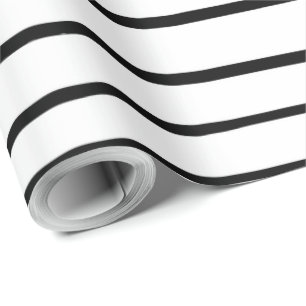 Hand Drawn White and Black Stripes Gift Wrap