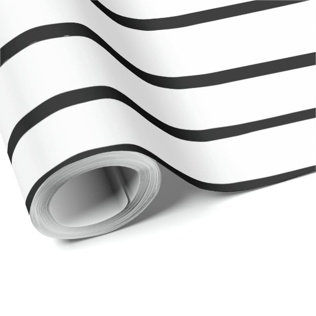 Hand Drawn White and Black Stripes Gift Wrap (Roll Corner)