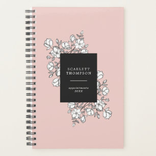 Hand Drawn White Flowers Pastel Pink Appointment Planner