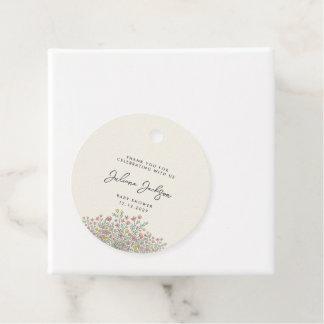 Hand Drawn Wildflower Baby Shower Thank You Favour Tags