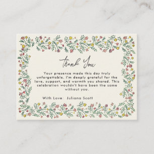 Hand Drawn Wildflower Thank You Baby Shower Enclosure Card