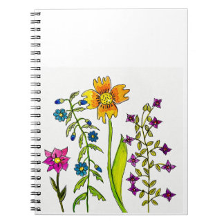 Hand-Drawn Wildflower Trio  Notebook