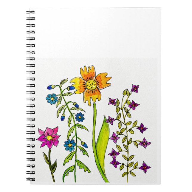 Hand-Drawn Wildflower Trio  Notebook (Front)