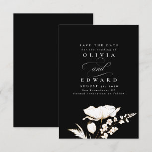 Hand-drawn Wildflowers Black Save the Date