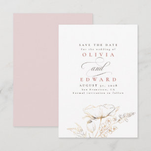 Hand-drawn Wildflowers Dusty Pink Save the Date