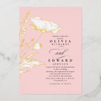 Hand-drawn Wildflowers Elegant Blush Pink Wedding