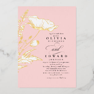 Hand-drawn Wildflowers Elegant Blush Pink Wedding