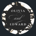 Hand-drawn Wildflowers Elegant Gold Wedding Classic Round Sticker<br><div class="desc">Wildflowers minimalist black stickers</div>