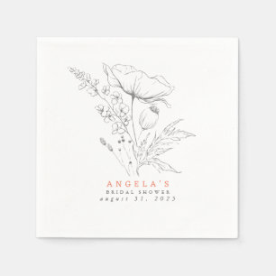 Hand-drawn Wildflowers Elegant Minimalist Napkins