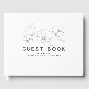 Hand-drawn Wildflowers Elegant Modern Guest Book