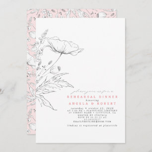 Hand-drawn Wildflowers Elegant Rehearsal Dinner Invitation