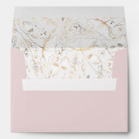 Hand-Drawn Wildflowers Gold and Dusty Pink Wedding