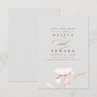 Hand-drawn Wildflowers Light Grey Save the Date