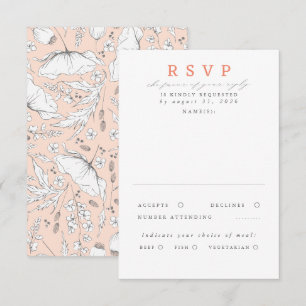 Hand-drawn Wildflowers Light Peach Wedding RSVP