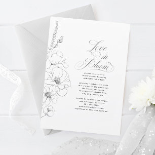 Hand-drawn Wildflowers Minimalist Bridal Shower Invitation