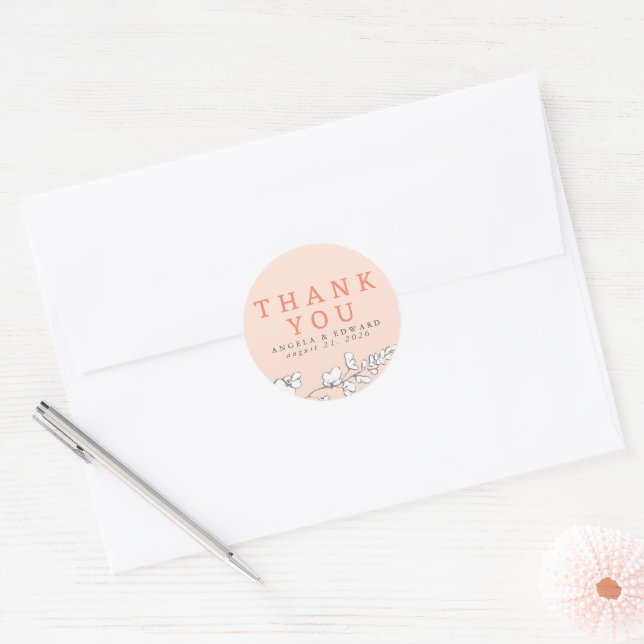 Hand-drawn Wildflowers Minimalist Thank You Classi Classic Round Sticker (Envelope)