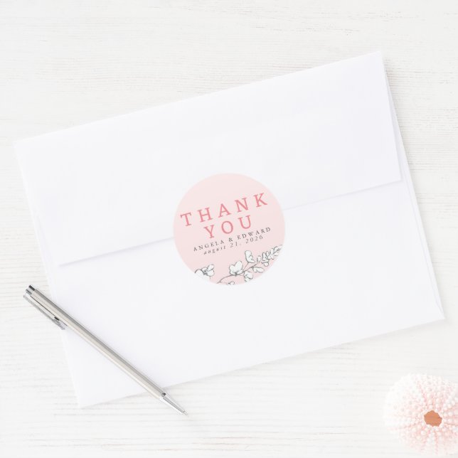 Hand-drawn Wildflowers Minimalist Thank You  Classic Round Sticker (Envelope)