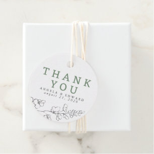 Hand-drawn Wildflowers Minimalist Thank You Favour Tags