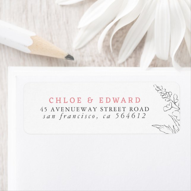 Hand-drawn Wildflowers Minimalist White and Pink (Insitu)