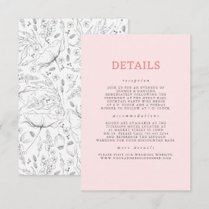 Hand-drawn Wildflowers Pattern Wedding Details Enclosure Card