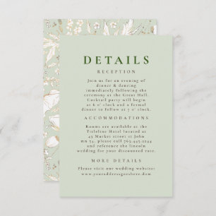 Hand-drawn Wildflowers Pattern Wedding Details Enclosure Card