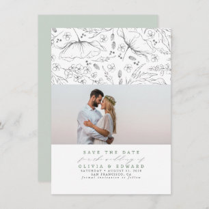 Hand-drawn Wildflowers Sage  Save the Date Photo