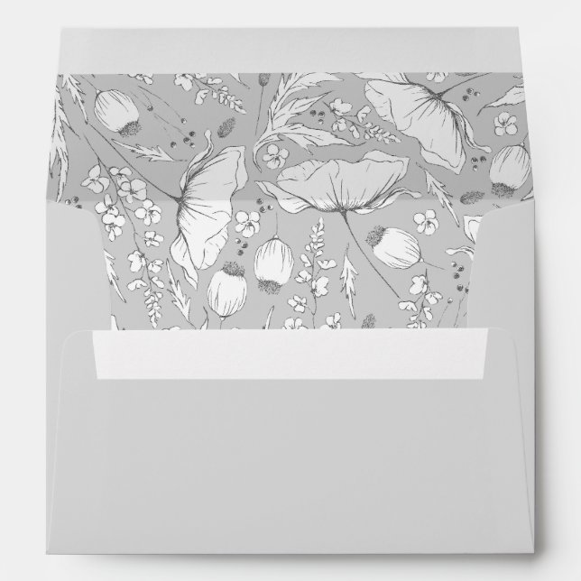 Hand-Drawn Wildflowers Sketch Pattern Modern  Envelope (Back (Bottom))