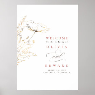 Hand-drawn Wildflowers Wedding Welcome Sign